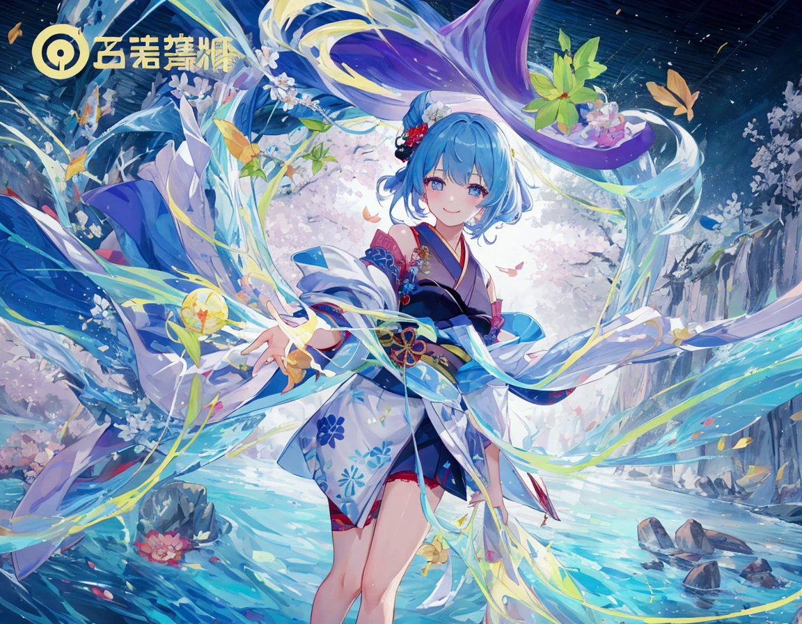 masterpiece, highres, best quality, 1girl solo, xiao_qiao, smile, kimono
