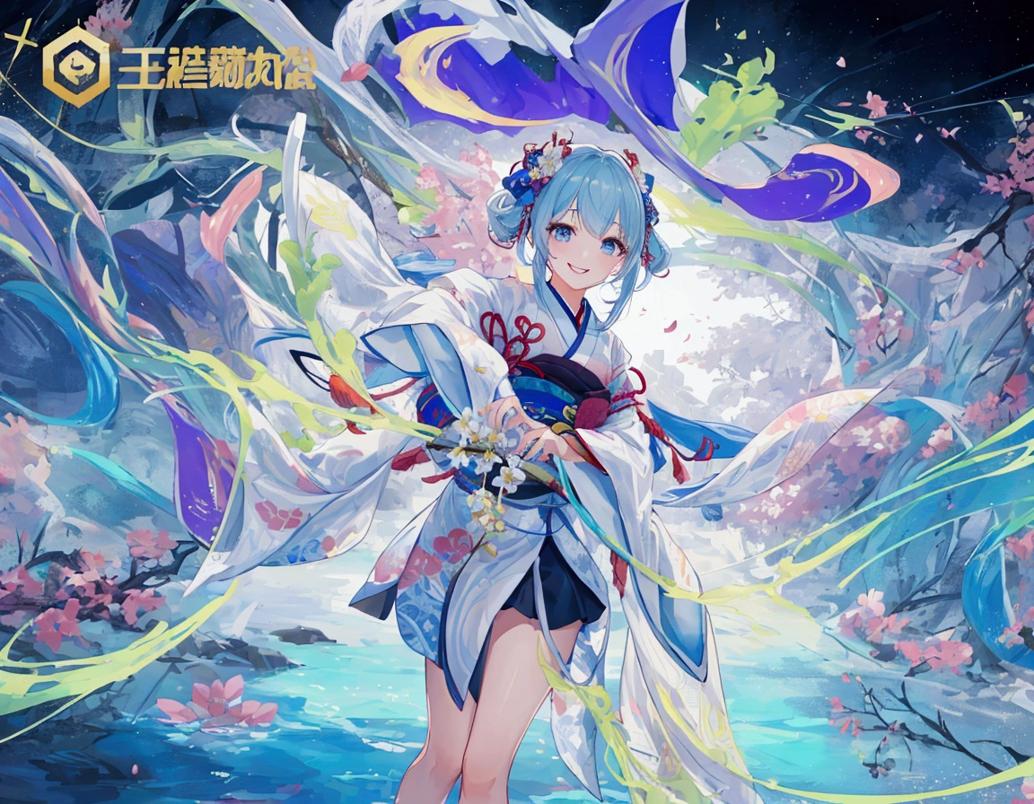 masterpiece, highres, best quality, 1girl solo, xiao_qiao, smile, kimono