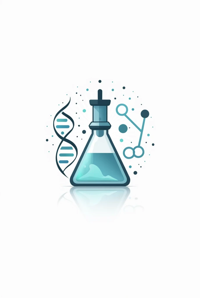 I want you to create a professional bioanalysis logo with a white background and an optical microscope, DNA chain, Erlenmeyer flask and the name Santa Bárbara Clinical Laboratory written in very beautiful letters, making it innovative, eye-catching and creative.