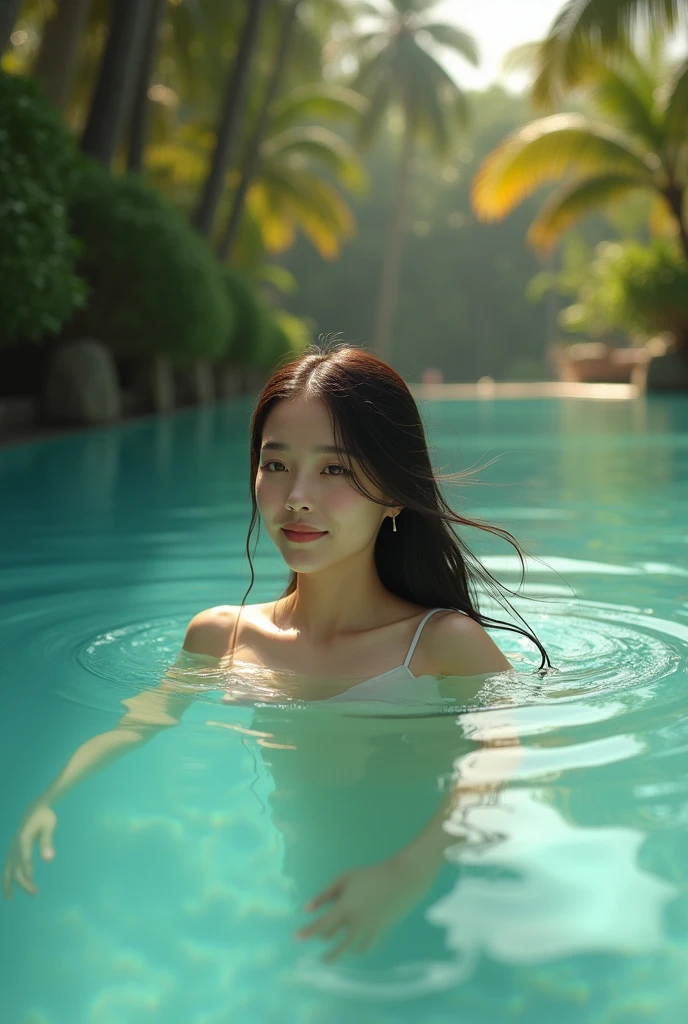 nice thai girl swimming