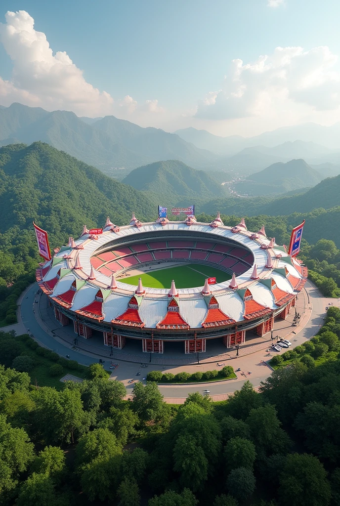 Generate a stadium based on Nepali Traditional Dakha topi.