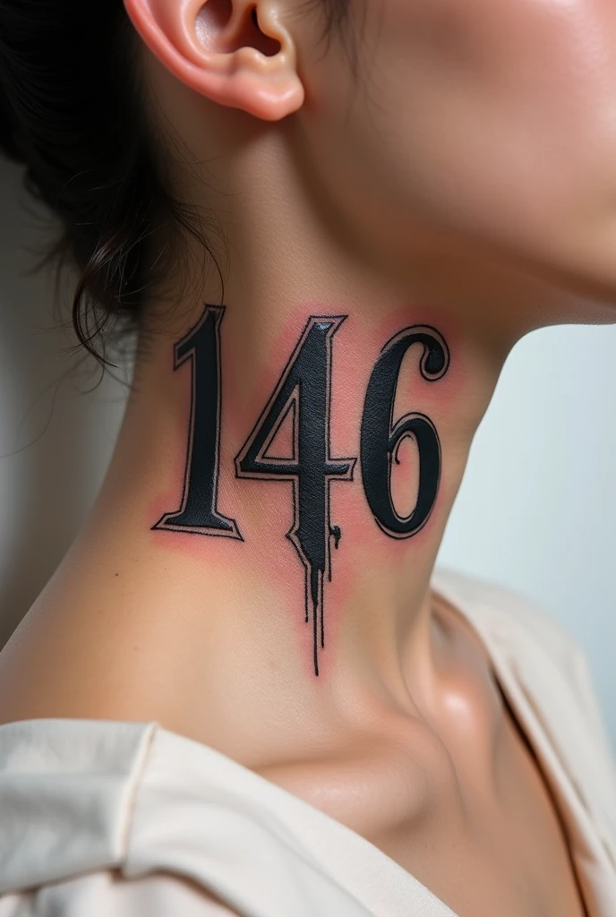 Fait moi un tatouage sur la gorge avec marqué « 146 » avec un bon design 