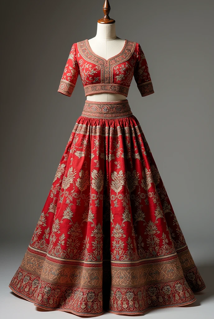 Lengha for nepali bride with heave hand work without human