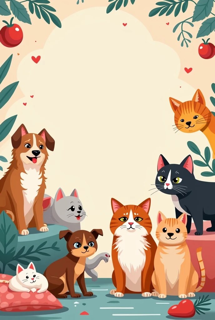 Please create a slide background with cats and dogs 