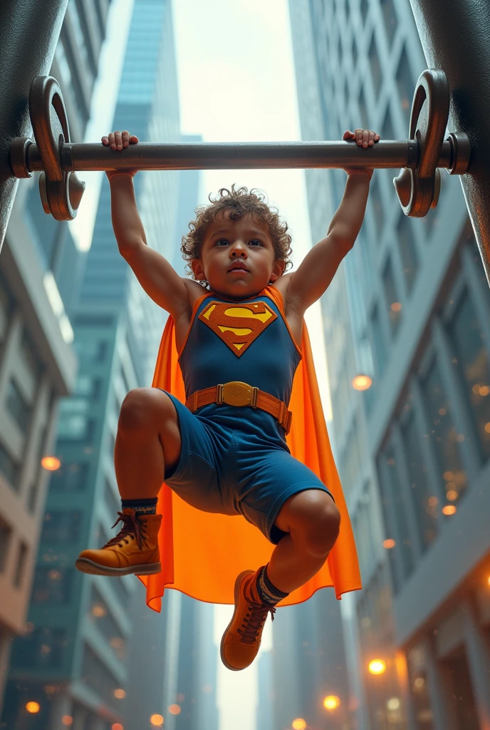 Superkid doing pull ups 
