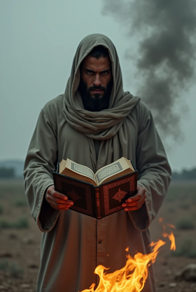 Muslim burning quran