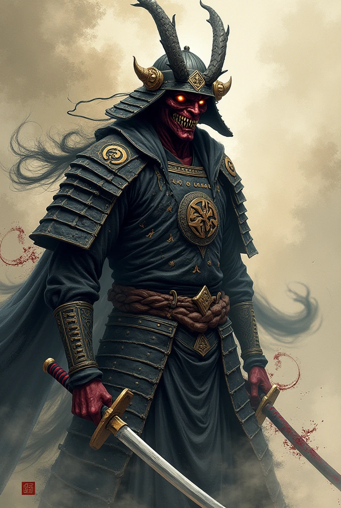 samurai demoniaco em desnho e chines. 
