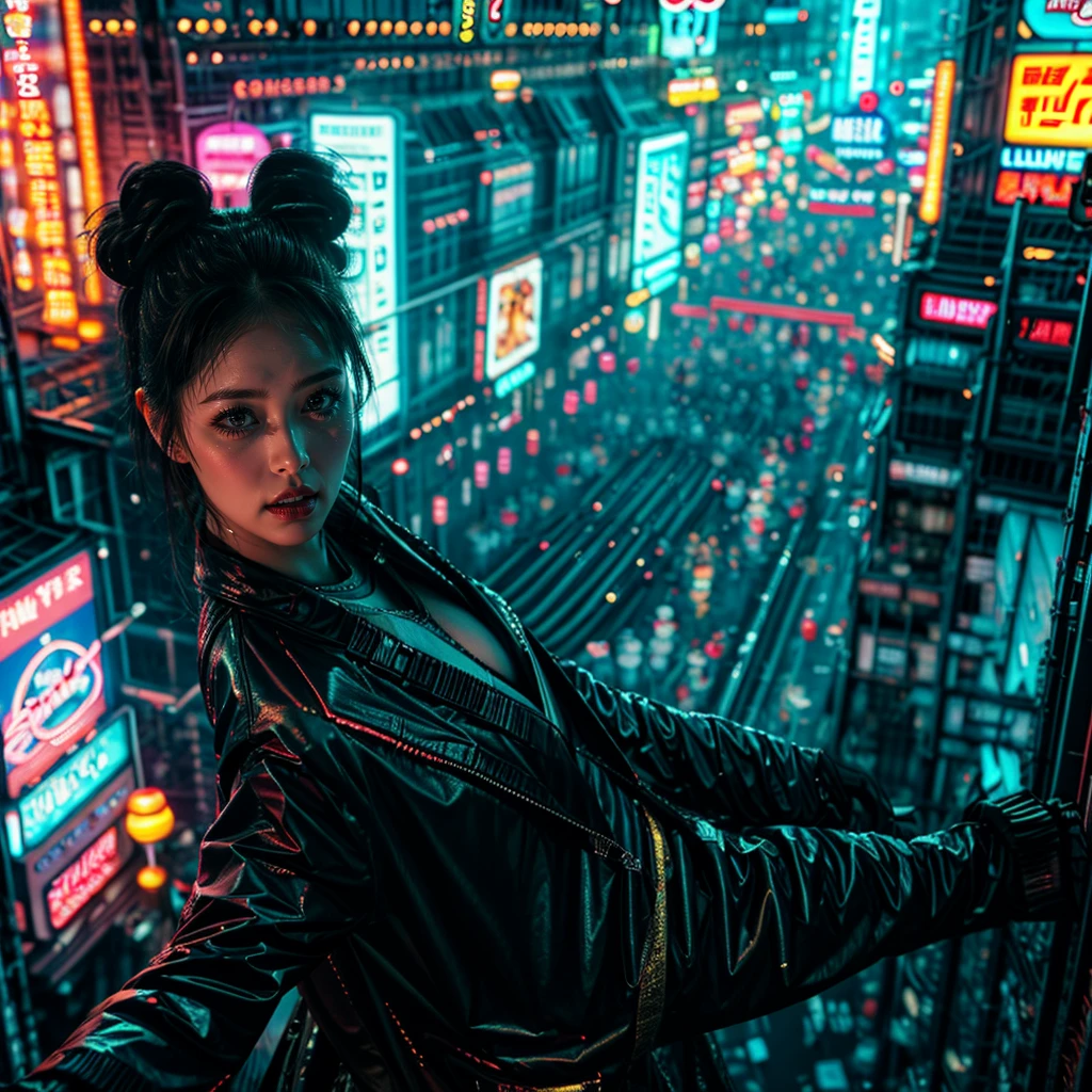 (Exposed:0.4), (xuer flies over) (extremely detailed (sexy girl)), (dramatic, gritty, intense:1.28), city, curved colorful horizon, (Luminism:1.28), PerfectLighting, Osaka (dotonbori glico neon sign:1.4)