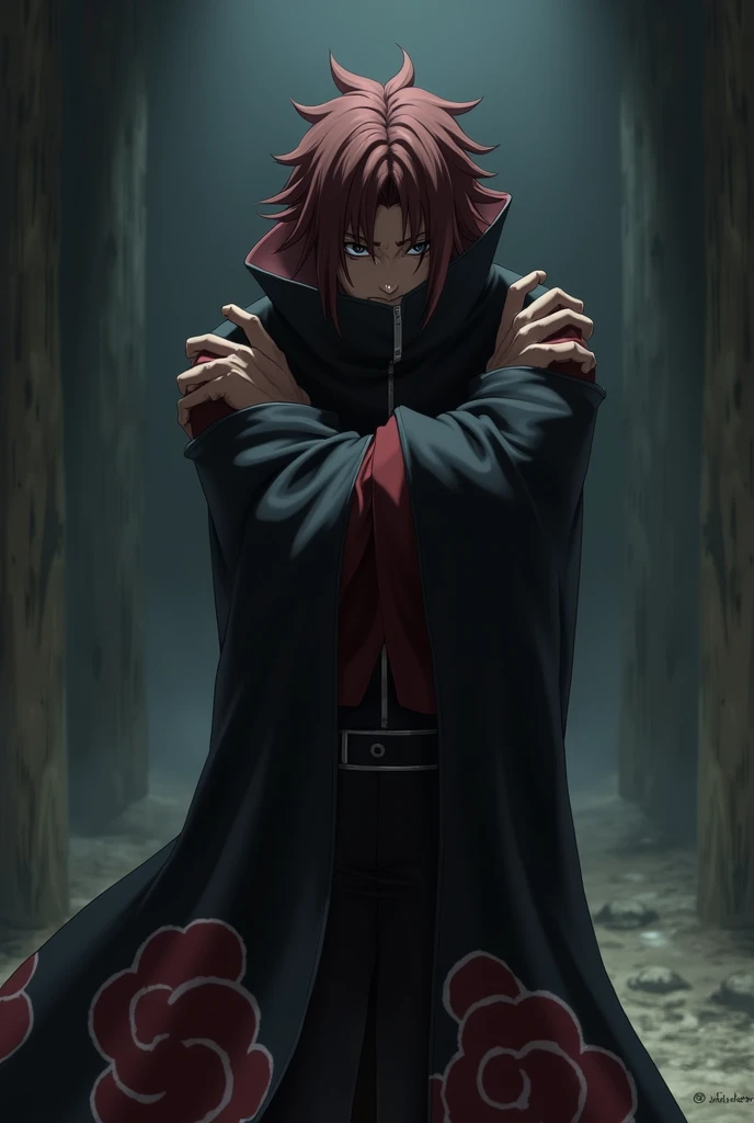 Me a brown hair and itachi uchiha from akatsuki hugging tthemself