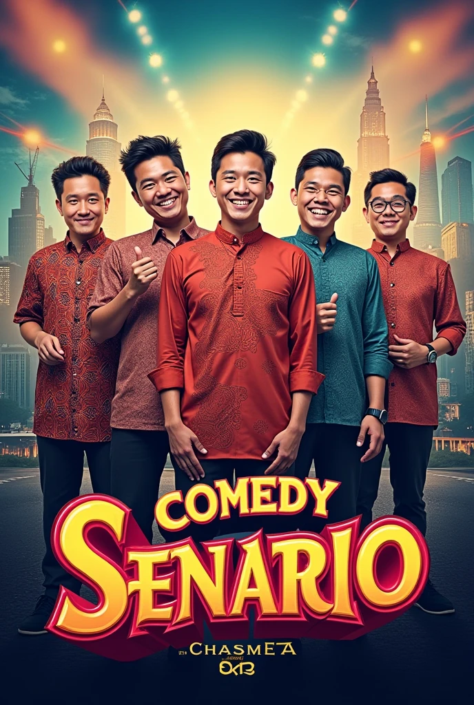 Concert poster of a famous comedian group in Malaysia consisting of six men named Senario