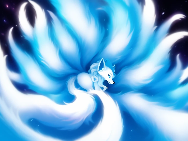 （（（White fox with 9 tails））））, feral, canine penis, NSFW, Alolan Ninetales, low angle view, worm's eye view, side view