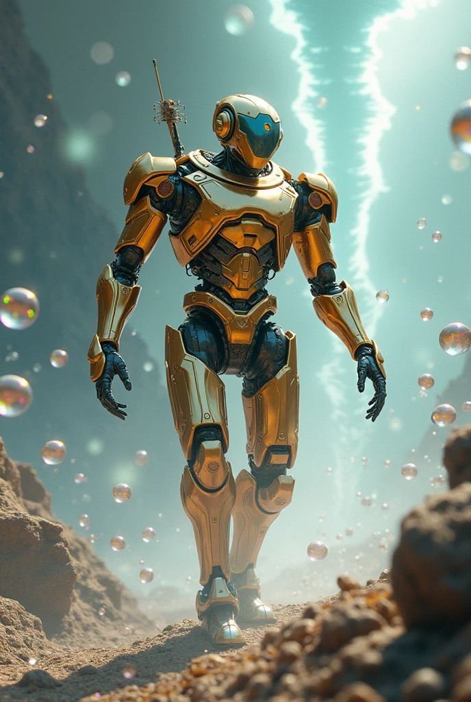 Robot for gold and tornado from bubbles