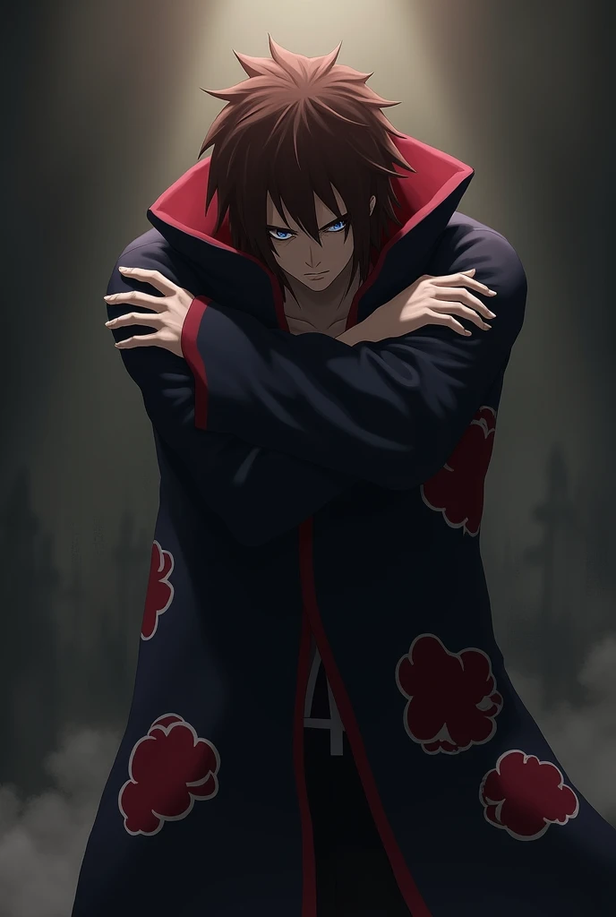 Me a brown hair and itachi uchiha from akatsuki hugging tthemself
