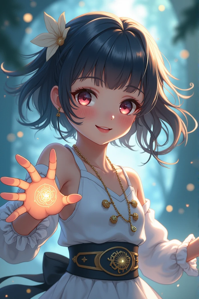 A anime drawing girl with a fantasy magic it's about character design