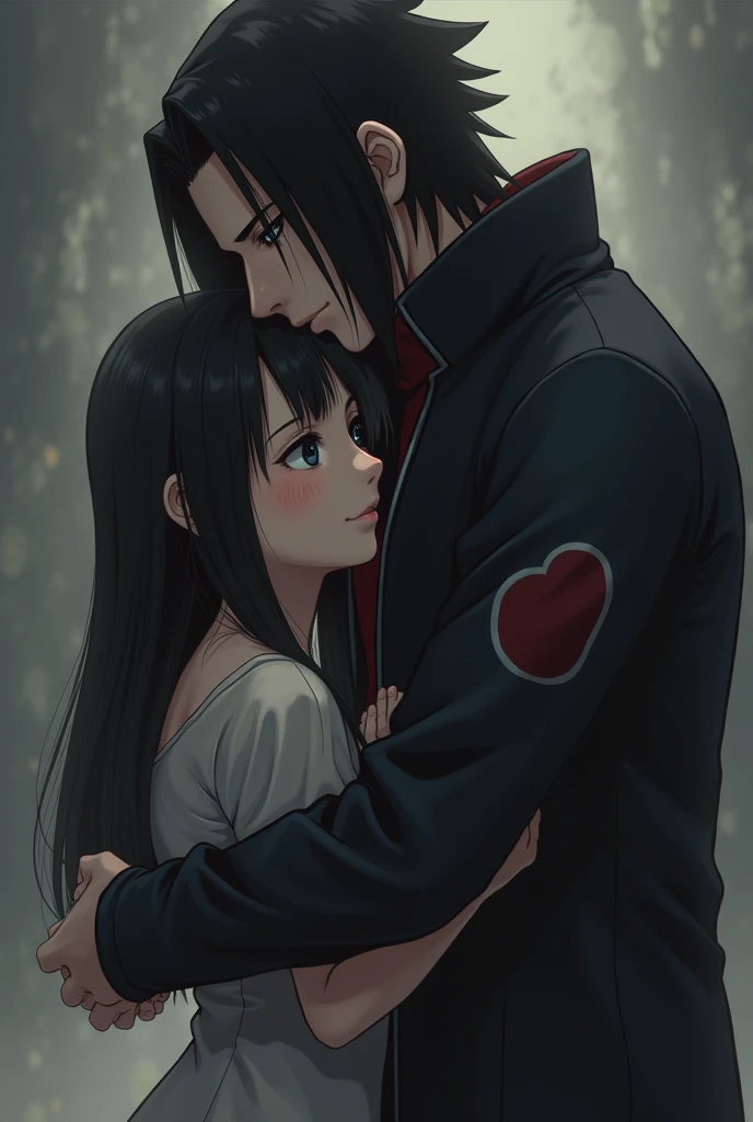 Me a girl and itachi uchiha from akatsuki hugging ourself