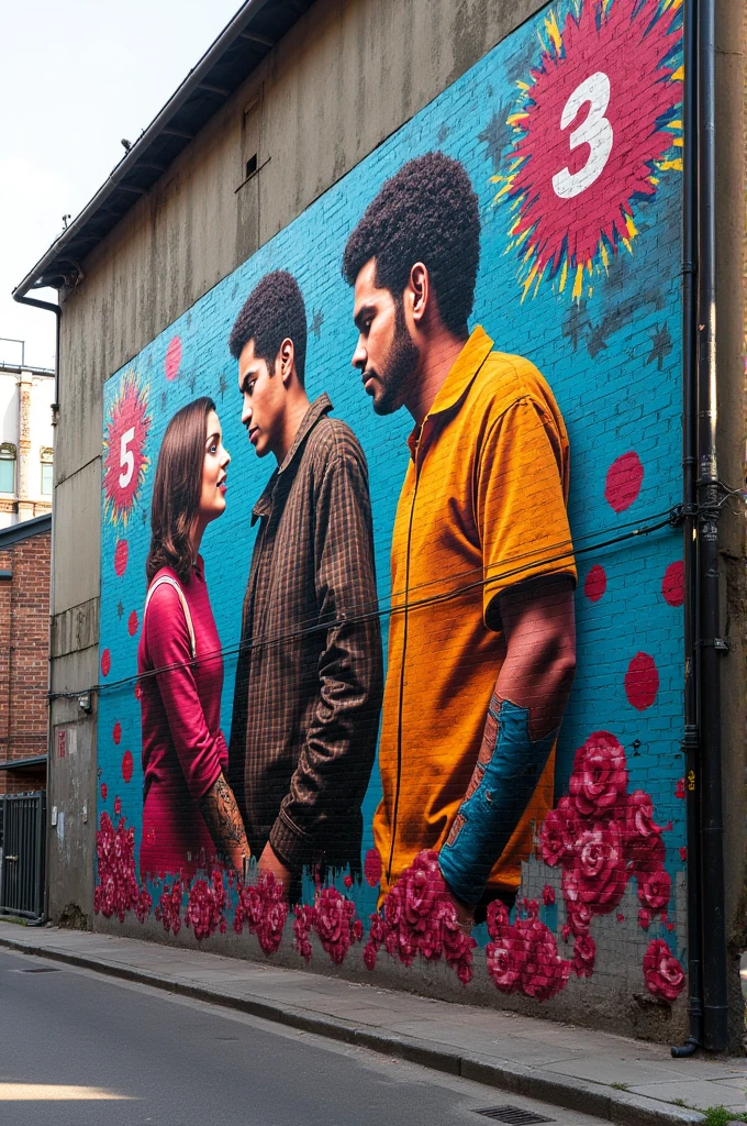 art on the urban wall with the following names -RULE SUHIRO -VOULIN RABAR -THOMAS TURBANO