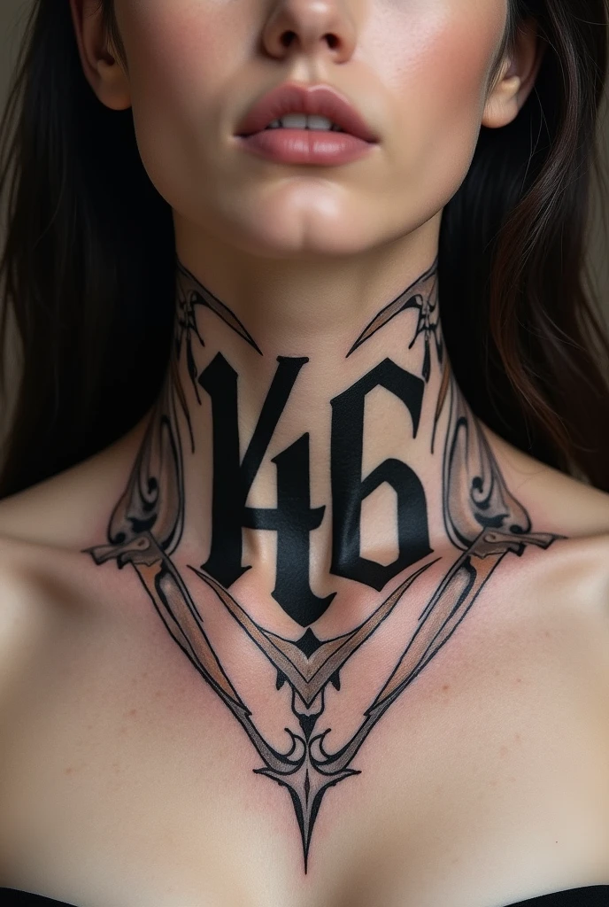 Fait moi un tatouage sur la gorge devant avec marqué « 146 » avec un design autour prenant toute la gorge