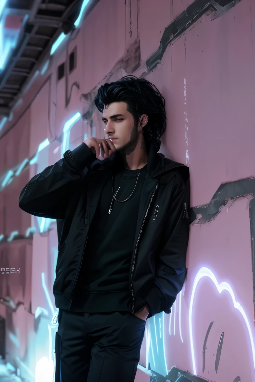 Change background cyberpunk handsome boy,realic face 8k,ultra realistic