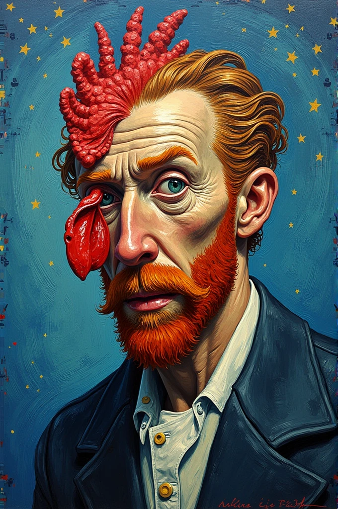 Make an oil painting of van Gogh sucking a cock