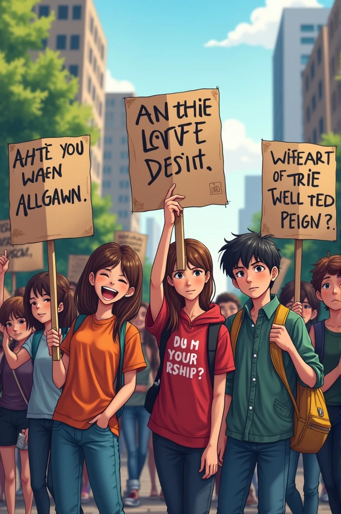 Some young boys and young girls stood with banners on the street and their banners read Who are you? Who am I?
Love deprived Love deprived ❗
Jane Jane Khabar De 12 Bhatari Kabar De 😁 Prem Banchit Sangh Andolan