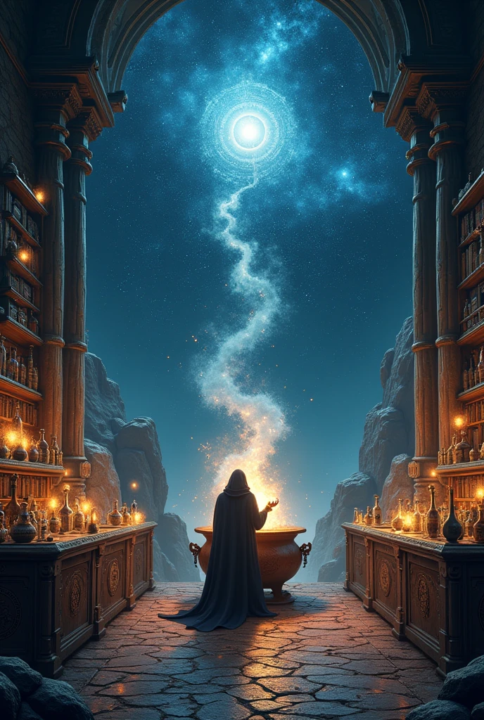 Main theme is potions ancient magic theme with space for a title