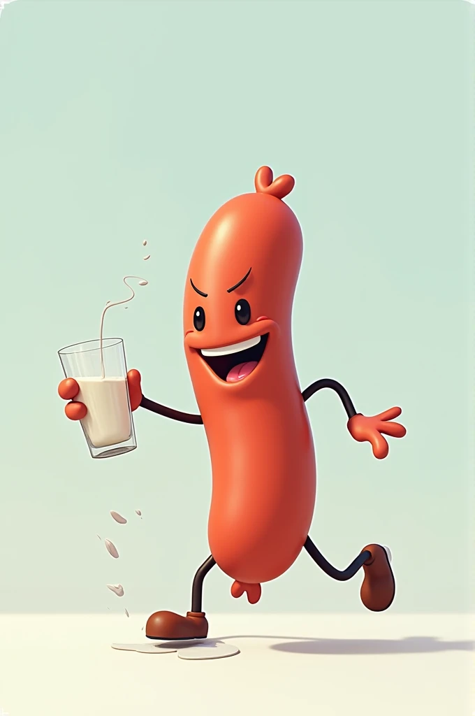 Make an animated food sausage by drinking a glass of water