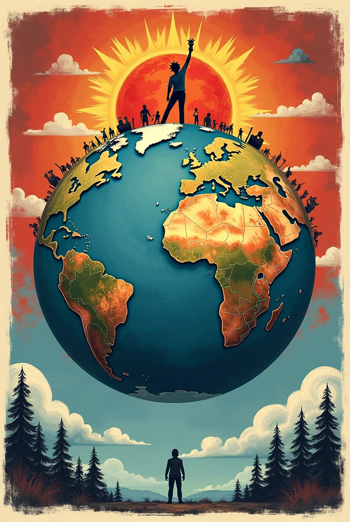 A poster that shows the right and wrong ways to use freedom and the types of freedom basically the middle is earth a side is the correct use of freedom and another side is the wrong use of freedom and the rest of the sides are the types of freedom 