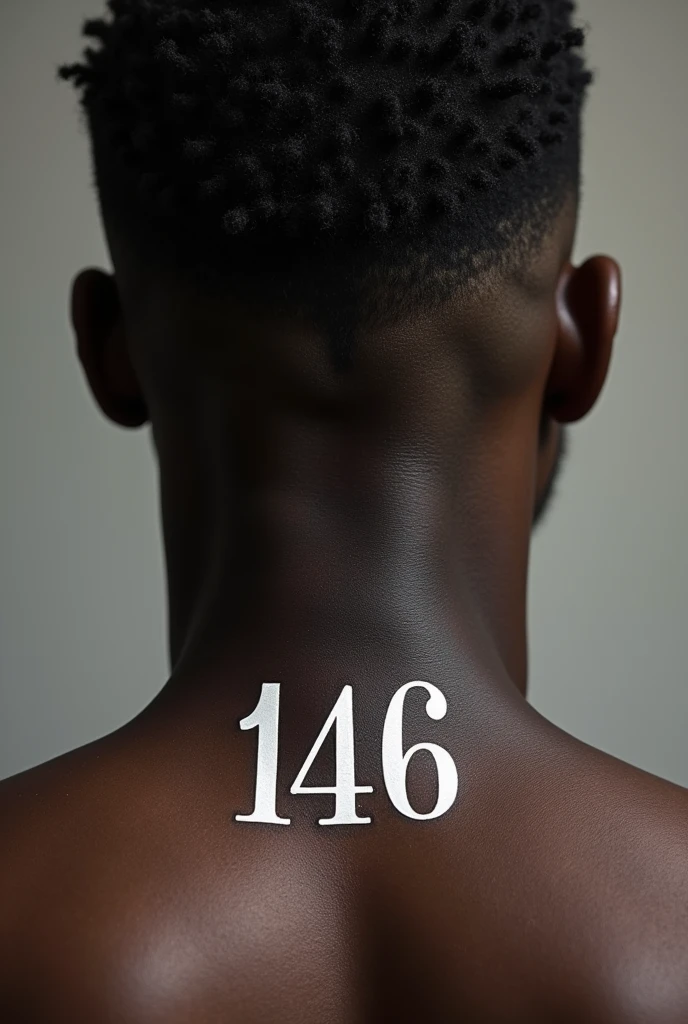 Fait moi un tatouage sur la gorge devant avec marqué « 146 » pour homme noir avec un beau design