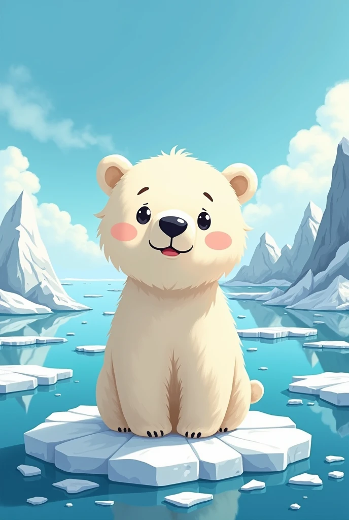 Create a cute polar bear mascot image that conveys an impactful message for a campaign against climate change and global warming 
