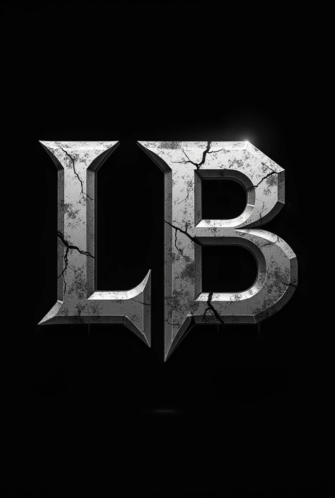 Create a logo for a rock band using the uppercase letters LB, with a strong style, visible and commercial, In black and grey