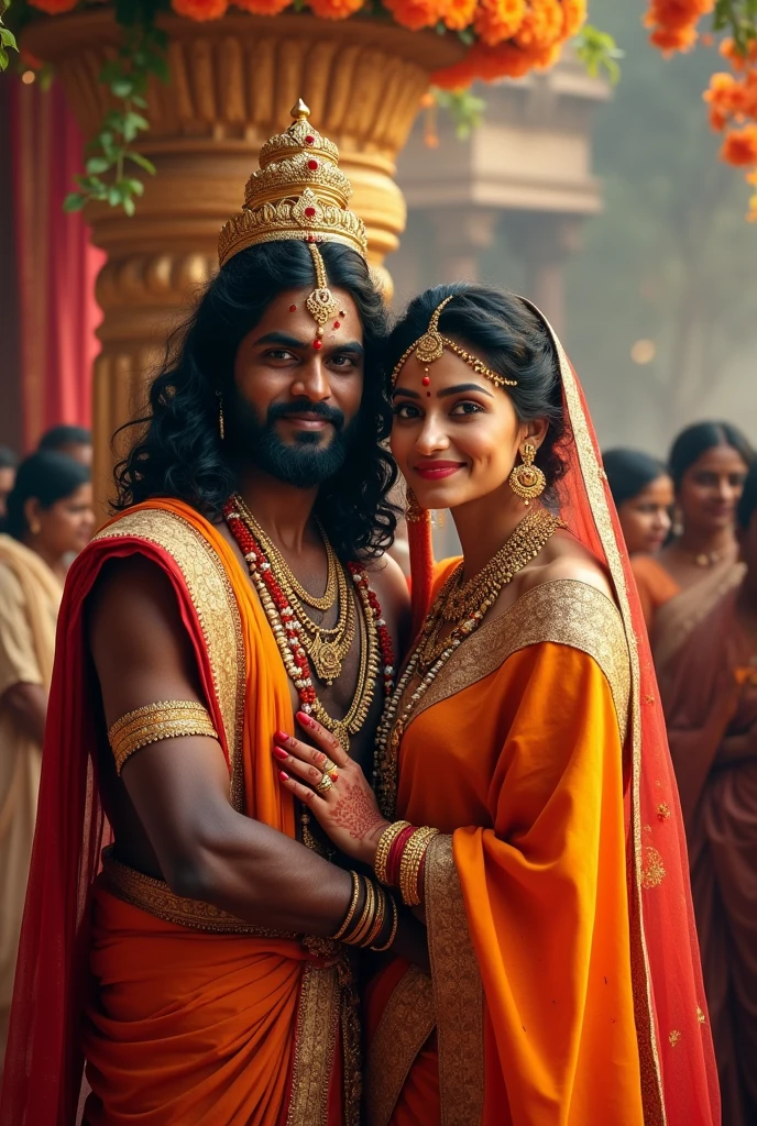 Imagine Lord Sri Ram Marrying A BEAUTIFUL Bengali Girl Bengali Style Wedding,, Both Couple Is Smiling At Looking At The Camera,,