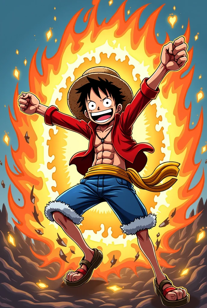 Logo anime one piece Luffy gear 5 teks telukan happy