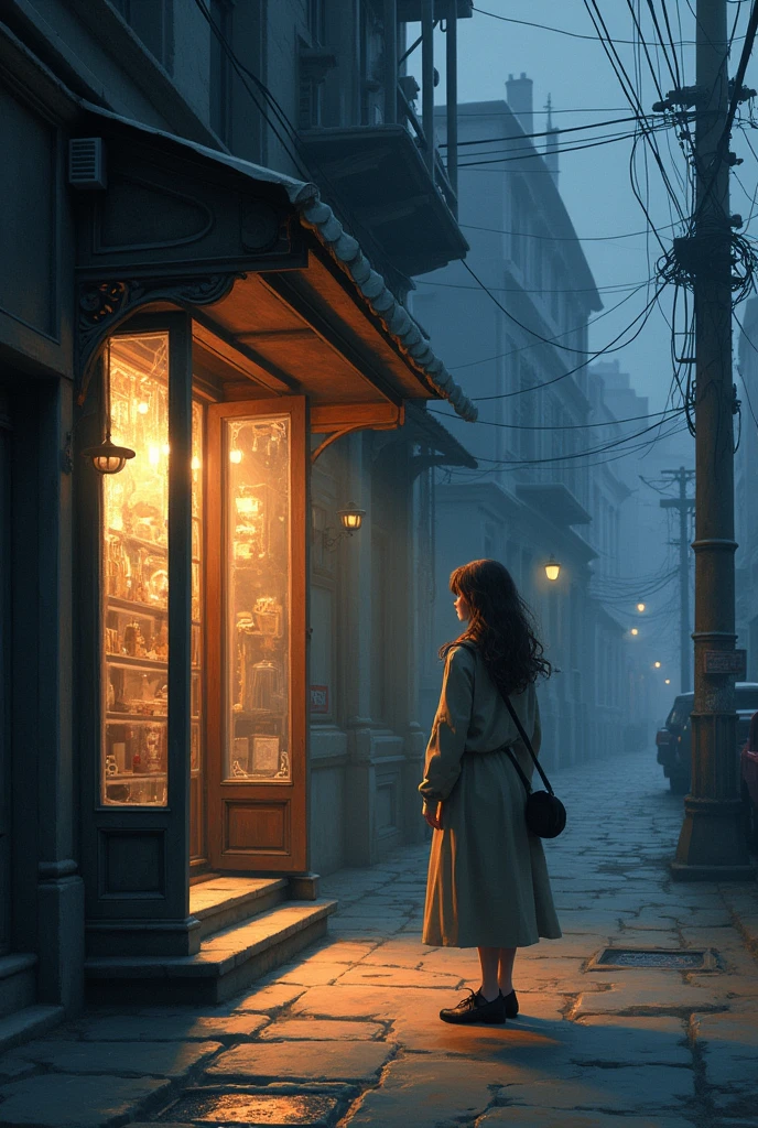a girl was walking one day, she Suddenly felt a powerful oura from a nearby antique shop The sensation was so strong that it made her Pause and look towards the shop The store wasn't far from her, Yet she never noticed it before The aura seemed to be calling her, drawing her closer to the mysterious. Shop Intrigued, she decided to Step inside, Curious to discover the Source of this strange energy