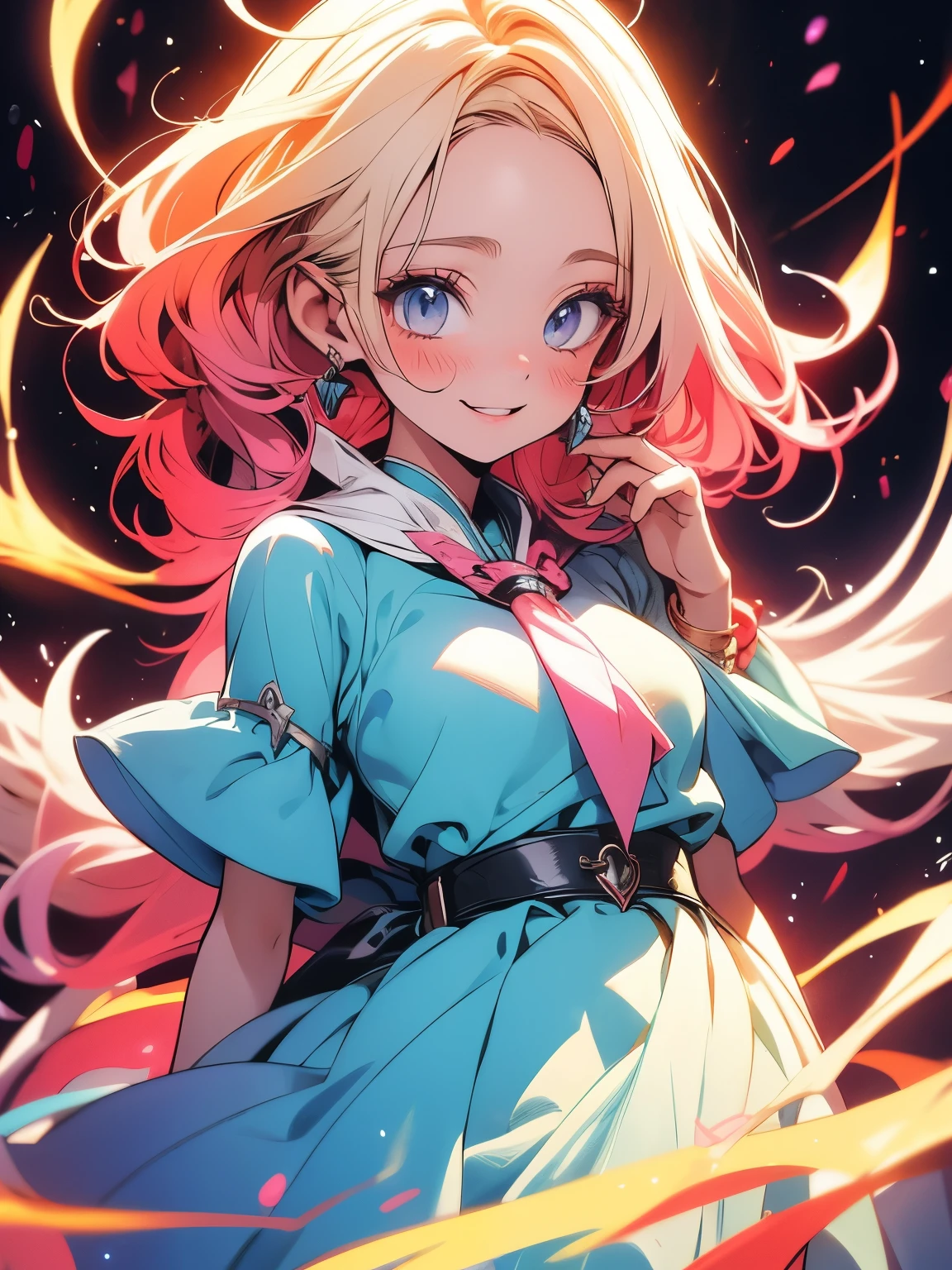 Cute fantasy anime girl, magic, thunderbolt