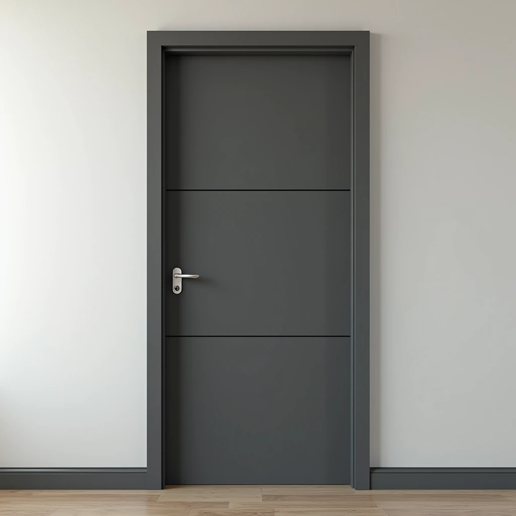 Door smooth, Divided into 3 equal dark grey sections with horizontal interlocking(Per piece),Height 90m x 0,Width 8