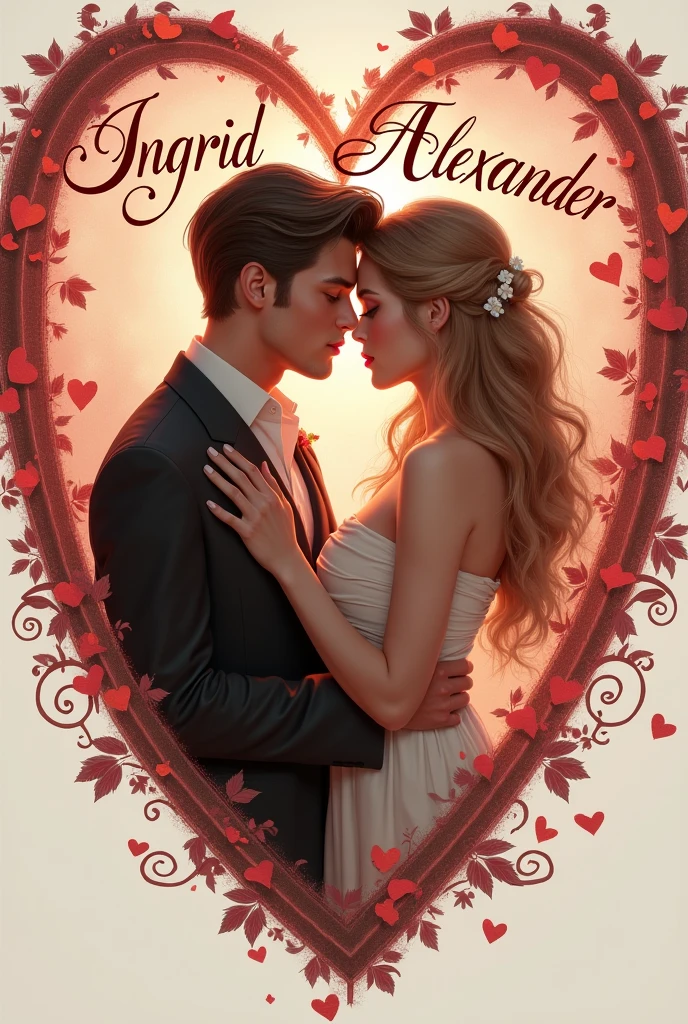 Ingrid and Alexander written in a beautiful heart with beautiful letters and having sex 