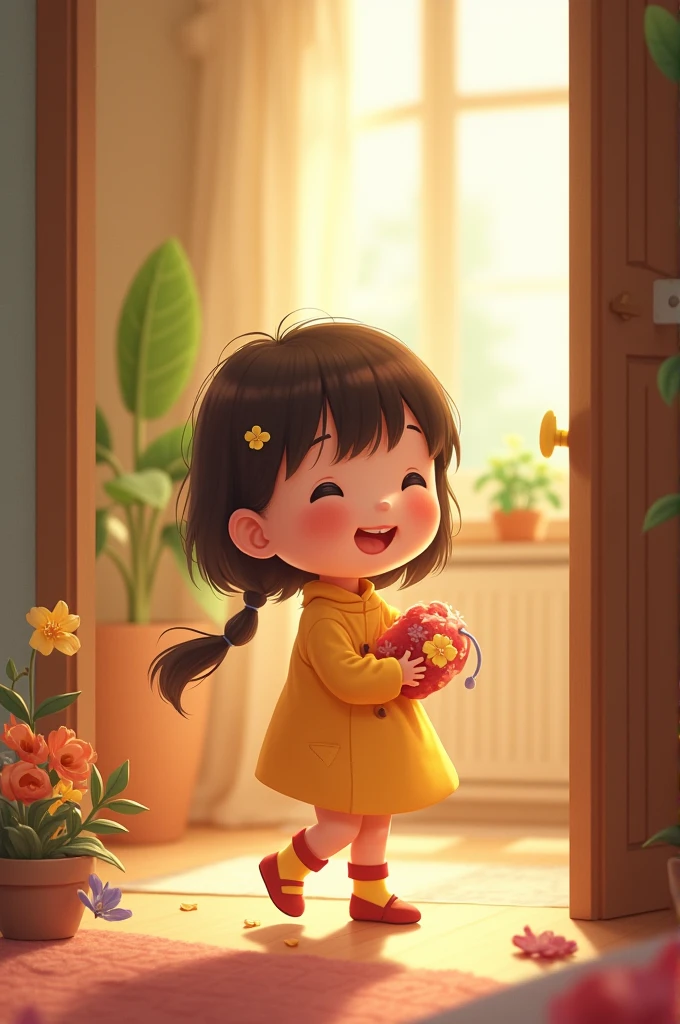 With a joyful heart, a tiny art turned around,
And hurried home, where love was found.