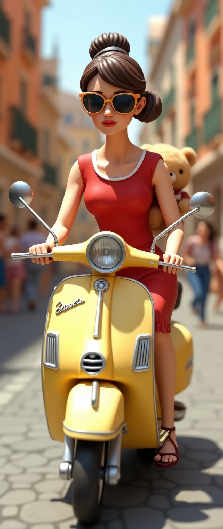 (masterpiece:1.2,Exceptional Quality,mirror-like,Cinematic Experience,Best illustrations,Super detailed),8k,wallpaper,(Figures:2.0),(Audrey Hepburn driving a Vespa with Rilakkuma holding on behind:2.0),sunglasses,(Roman holidays:2.0),(Isometric 3D diorama:2.0)