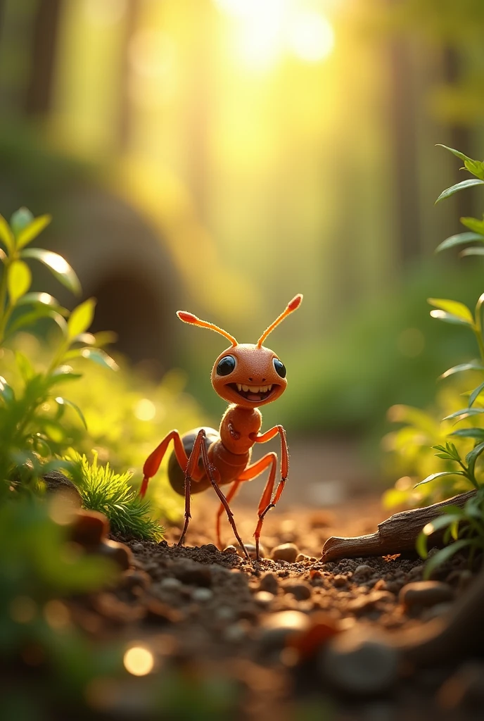 
With a joyful heart, a tiny ant turned around,
And hurried home, where love was found.