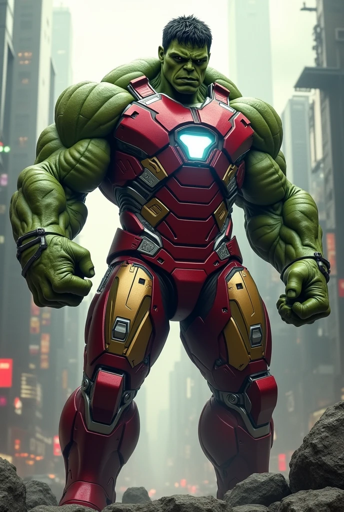Hulk with irone man suit red