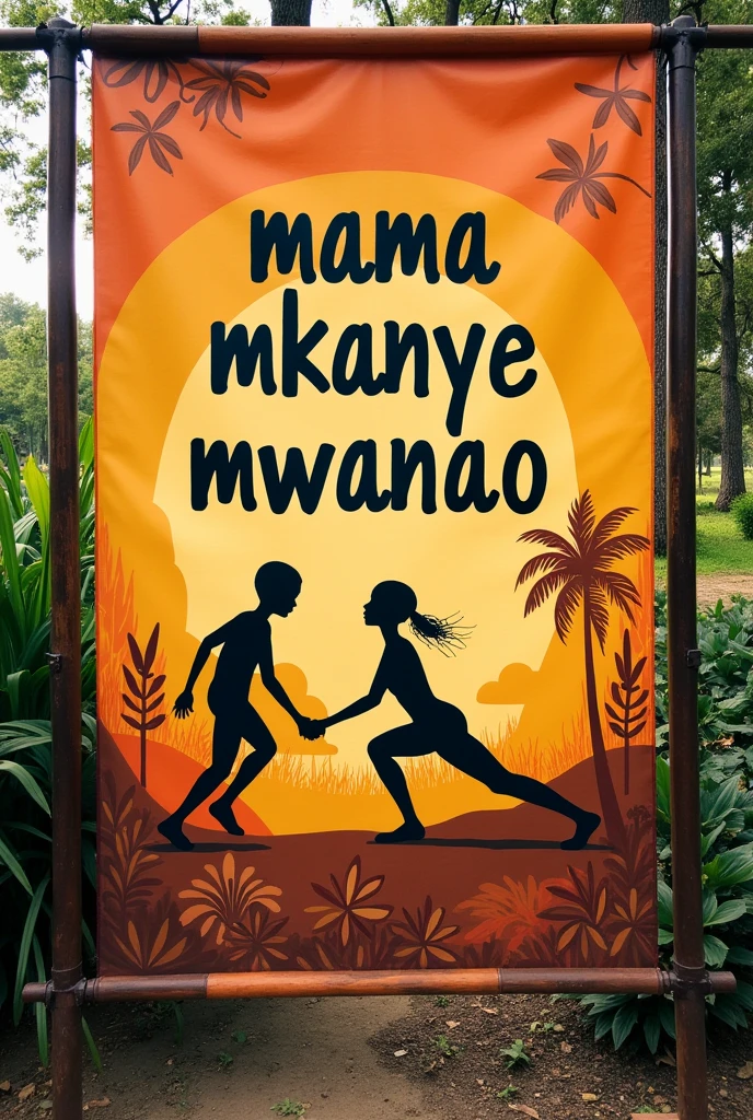 a banner of 250cm  length with 100cm wrote "MAMA MKANYE MWANAO" with extra text of location KAHAMA KAKOLA with beautiful Board to attach at the wall 