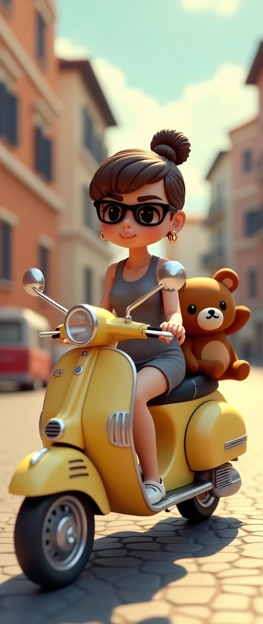 (masterpiece:1.2,Exceptional Quality,mirror-like,Cinematic Experience,Best illustrations,Super detailed),8k,wallpaper,(Figures:2.0),(Audrey Hepburn driving a Vespa with Rilakkuma holding on behind:2.0),sunglasses,(Roman holidays:2.0),(Isometric 3D diorama:2.0)