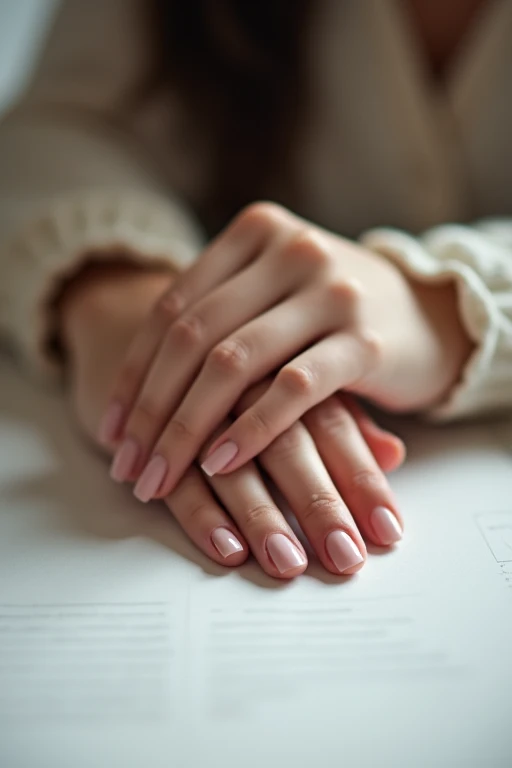 Beautiful hands、nail、Place your hand on the paper