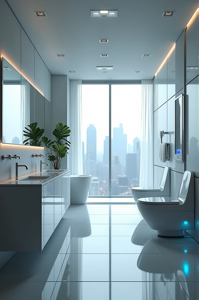 draw a high-tech bathroom that has its own automatic obligations