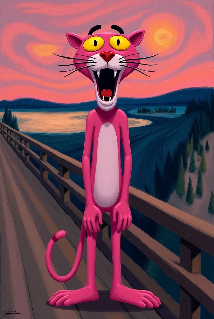 Make the work the scream, only in the form of the serious pink panther 