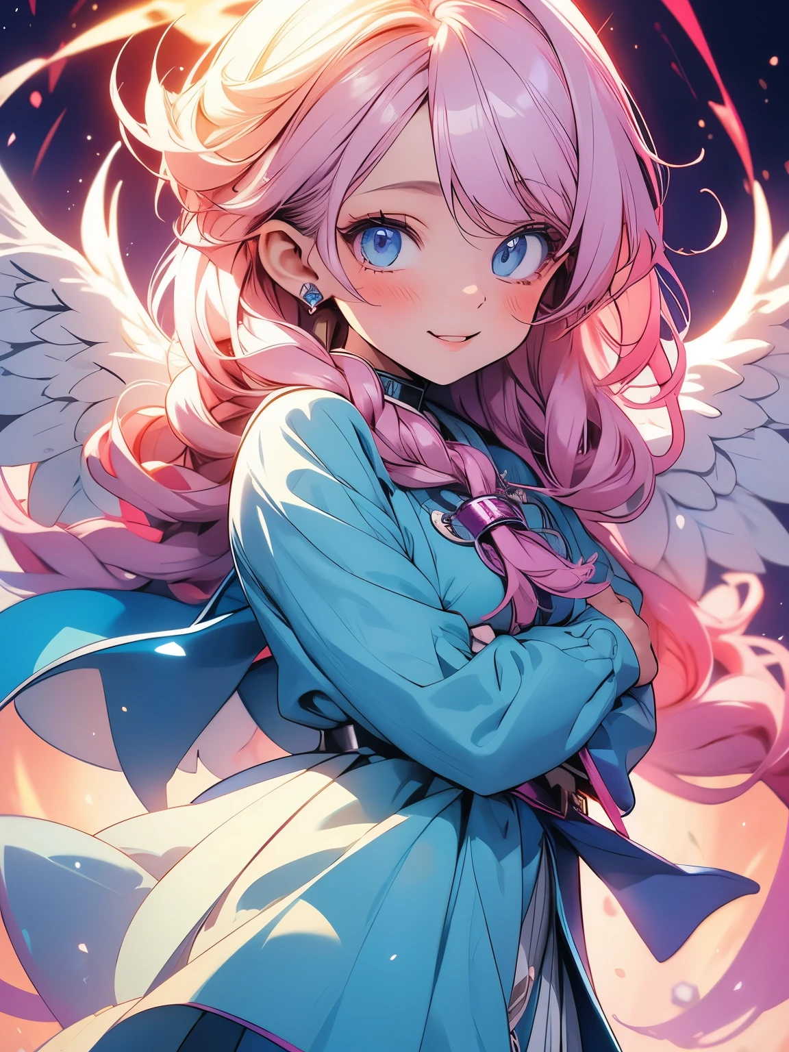 Cute fantasy anime girl, magic, thunderbolt