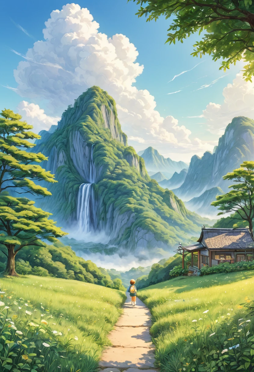 Heartwarming picture book cover、、An illustration、Hand-drawn、Simple drawing、one day