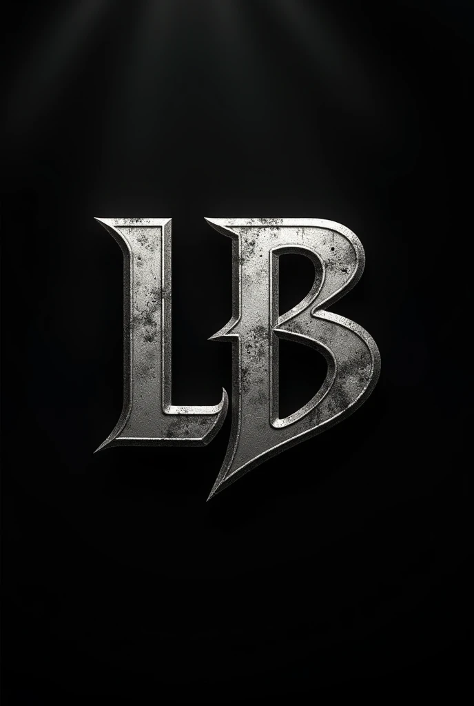 Create a logo for a rock band using the uppercase letters LB, with a strong style, visible and commercial, In black and grey