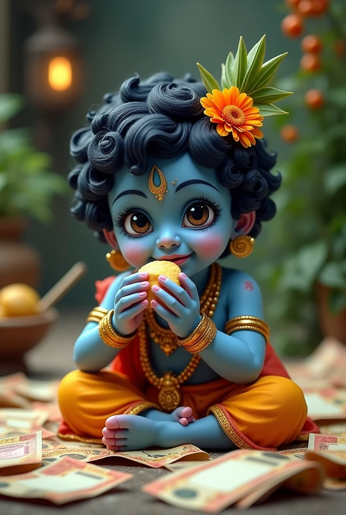  Krishna Bhagwan Bal Rupees me makhan khate hua HD qualite for Youtube logo Bal rupees me
