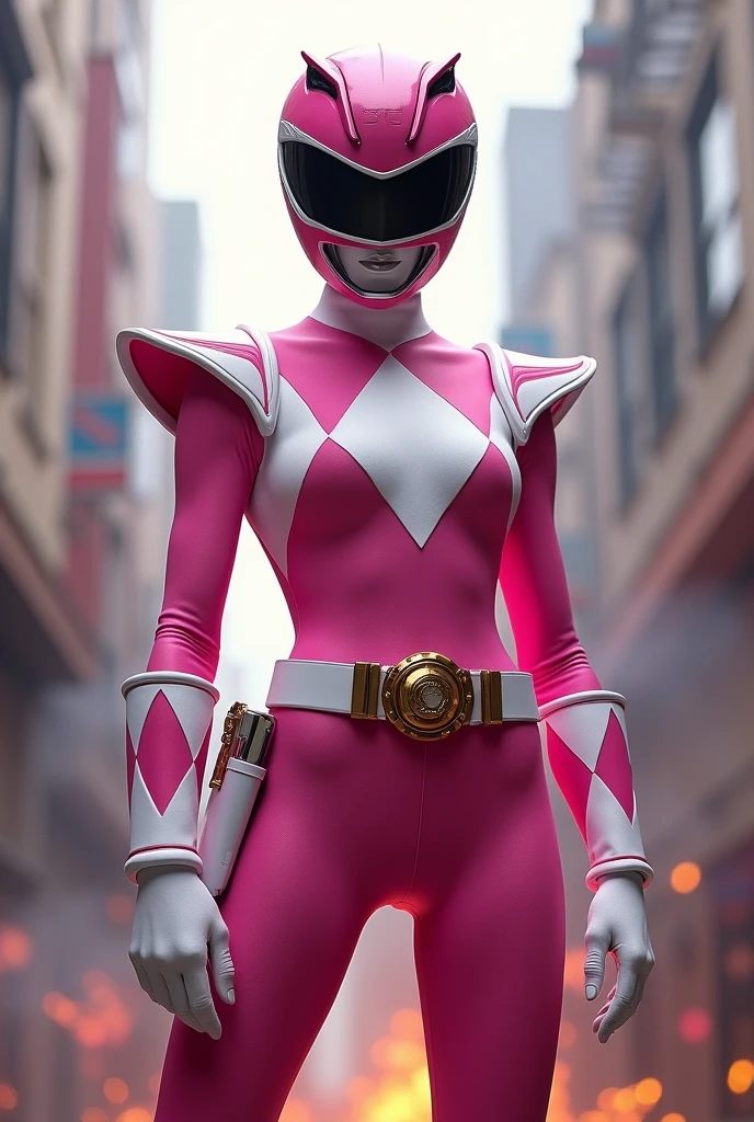 (photorealism:1.2), Use this image link: https://files.fm/f/4kyvqnkawv , use the face and make a picture of pink ranger with that face